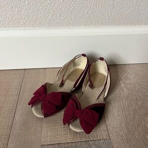 Joyfolie Mia Joy Velvet Velour Bow girls shoes Youth 2 Burgundy Cranberry